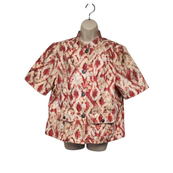 Chico's Popping Pink Penelope Lolla Rossa Short Sleeve Top Jacket 3 XL 16 - Picture 1 of 7